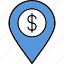 dollar, location, atm, currency, money, pin, pointer, icon 
