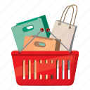bags, basket, cartoon, handle, interest, package, shopping