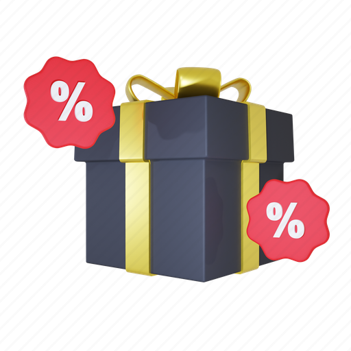 Gift, box, black, friday, present, package 3D illustration - Download on Iconfinder