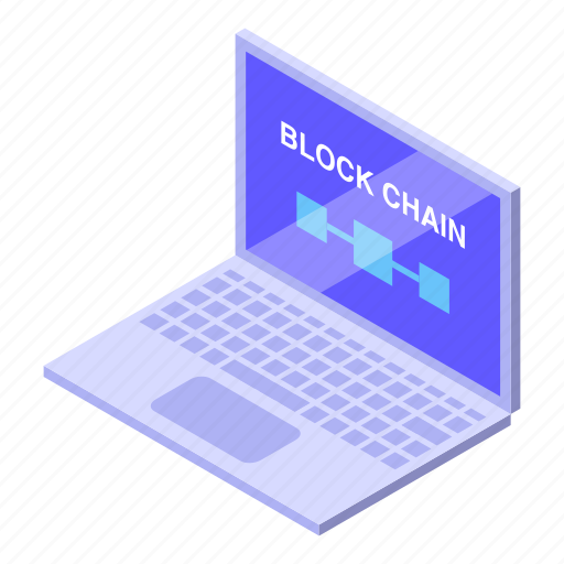 Block, chain, laptop, isometric icon - Download on Iconfinder