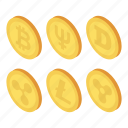 bitcoyne, currency, exchange, isometric, logo, money, object