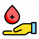 blood, donation, drop, hand, donor, support
