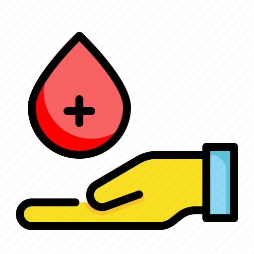 Blood, donation, drop, hand, donor, support icon - Download on Iconfinder