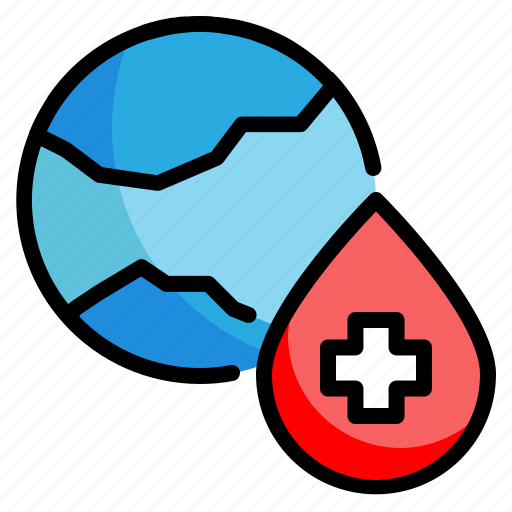 Blood, donor, donation, world, medical, drop icon - Download on Iconfinder