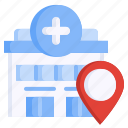 pin, placeholder, map, location, hospital