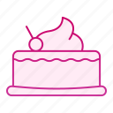 cupcake, cherry, cake, dessert, birthday, cream, sweet, food, tasty