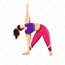 yoga, woman, trikonasana, triangle, pose 