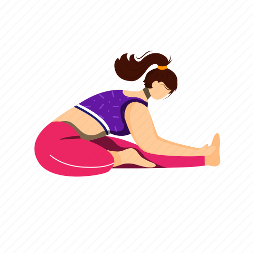 Yoga, head, knee, janu sirsasana, woman illustration - Download on Iconfinder