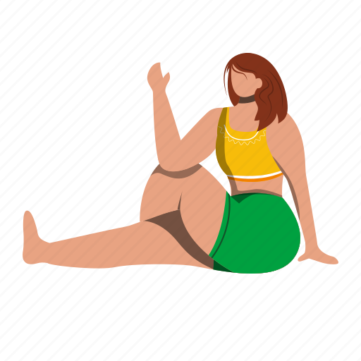 Yoga, woman, pose, ardha matsyendrasana, half lord fishes illustration - Download on Iconfinder