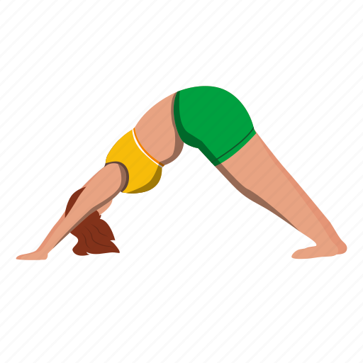 Yoga, woman, downward, adho mukha shavasana, facing dog illustration - Download on Iconfinder