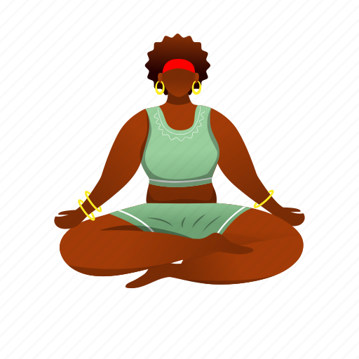 African american, yoga, woman, lotus, padmasana illustration - Download on Iconfinder