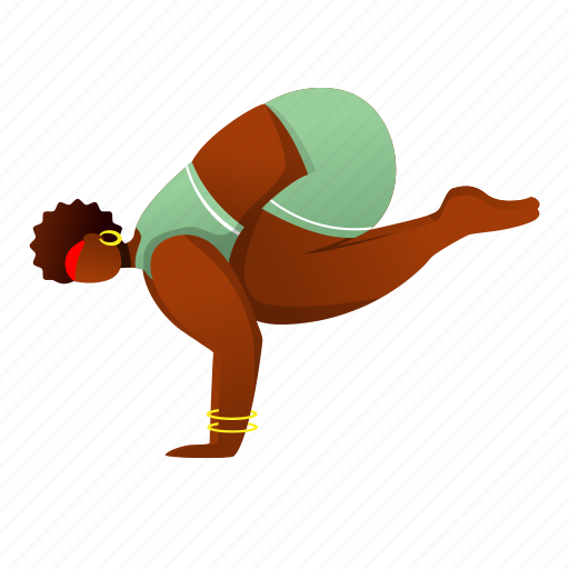 African american, woman, yoga, crane, bakasana illustration - Download on Iconfinder