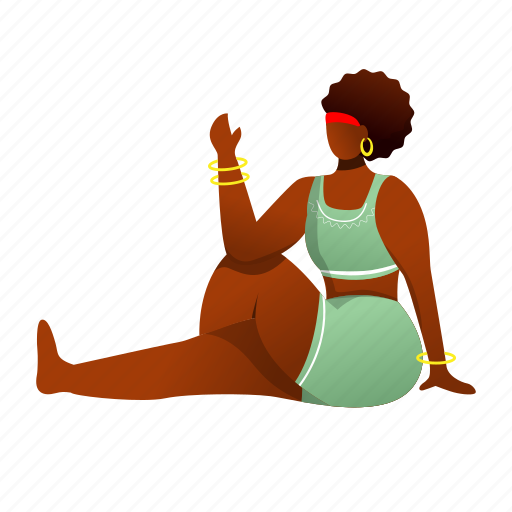 African american, woman, yoga, half lord fishes, ardha matsyendrasana illustration - Download on Iconfinder