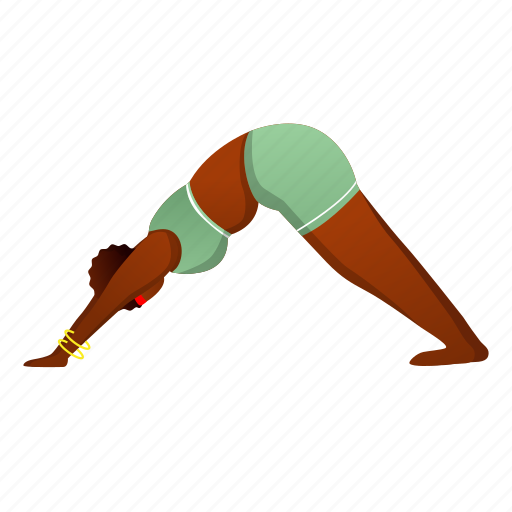 African american, yoga, woman, downward, facing dog illustration - Download on Iconfinder