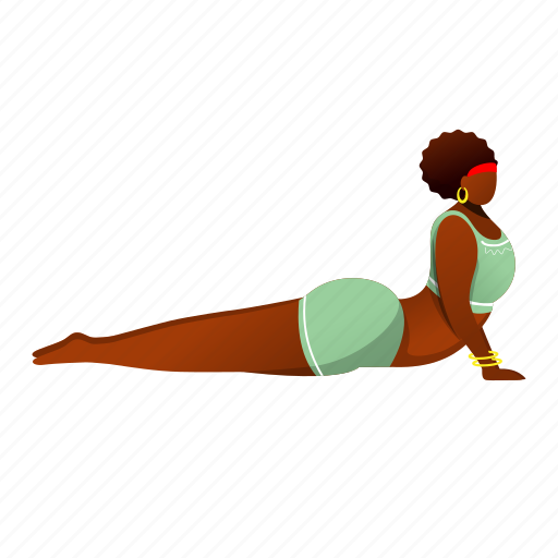 African american, woman, yoga, bhujangasana, cobra pose illustration - Download on Iconfinder