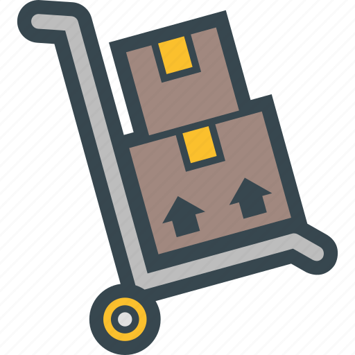 Box, delivery, hand, package, stack, trolley icon - Download on Iconfinder