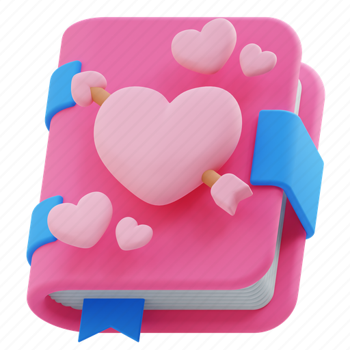 Love, book, education, study, bookmark, reading, library 3D illustration - Download on Iconfinder