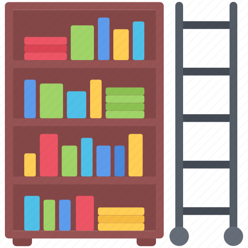 Book, bookcase, literature, reading, shop, staircase icon - Download on Iconfinder