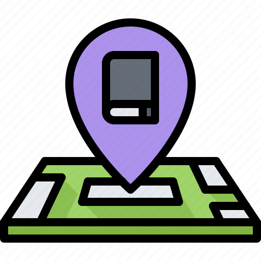 Book, literature, location, map, pin, reading, shop icon - Download on Iconfinder