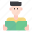 avatar, book, education, man, reading, store, student 