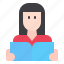 avatar, book, education, girl, reading, student, woman 