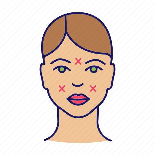 Botox, cosmetology, face, facial, injection, markup, wrinkle icon - Download on Iconfinder