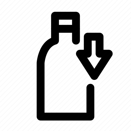 Bottle, arrow to down, glass, water icon - Download on Iconfinder