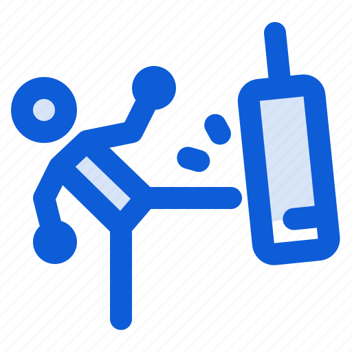 Kick, boxing, sandbag, practice, boxer, workout, man icon - Download on Iconfinder