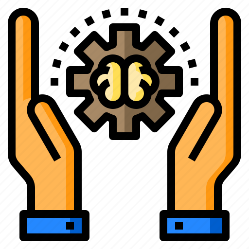 Brain, gear, hand, secure, thinking icon - Download on Iconfinder