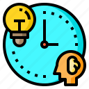 brain, clock, human, idea, time