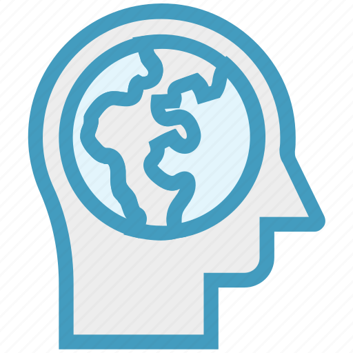Globe, head, human head, mind, thinking, world icon - Download on Iconfinder