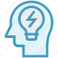 bulb, energy, head, human head, mind, thinking 