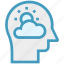 cloud, head, human head, mind, thinking, weather 