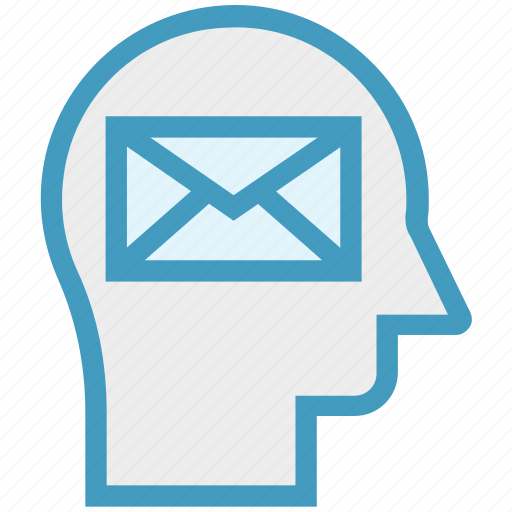 Envelope, head, human head, letter, mind, thinking icon - Download on Iconfinder