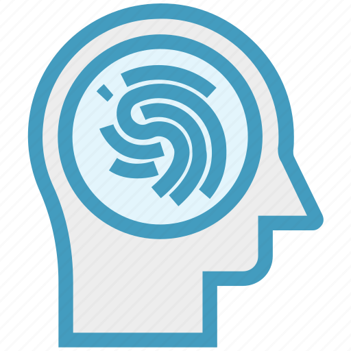Head, human head, mind, thinking, thumb scan, verification icon - Download on Iconfinder