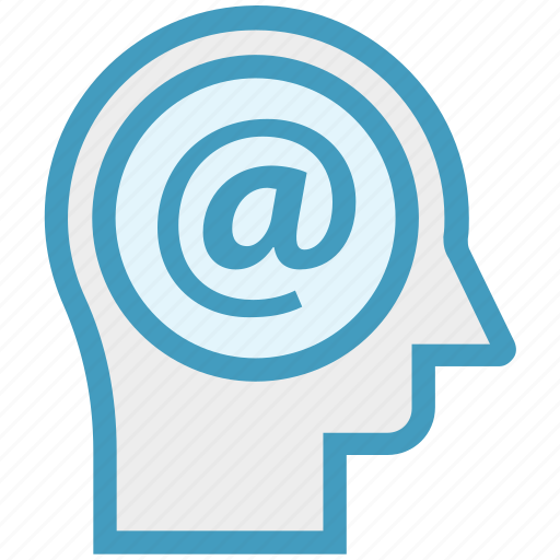 At sign, email, head, human head, mind, thinking icon - Download on Iconfinder