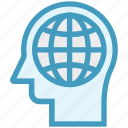 globe, head, human head, mind, thinking, world