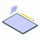 working, tablet, isometric, work