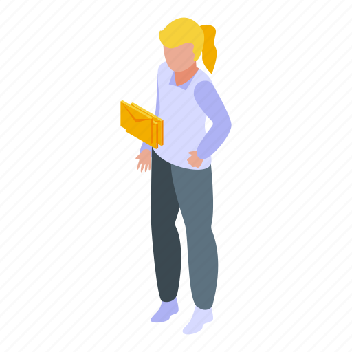 Girl, read, email, isometric icon - Download on Iconfinder