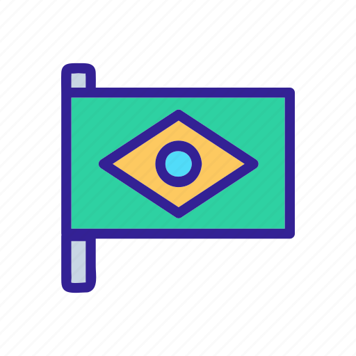 Brazil, contour, country, flag, location, map icon - Download on Iconfinder