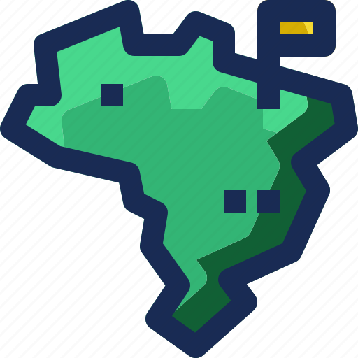Brazil, country, flag, location, map, nation, pin icon - Download on Iconfinder