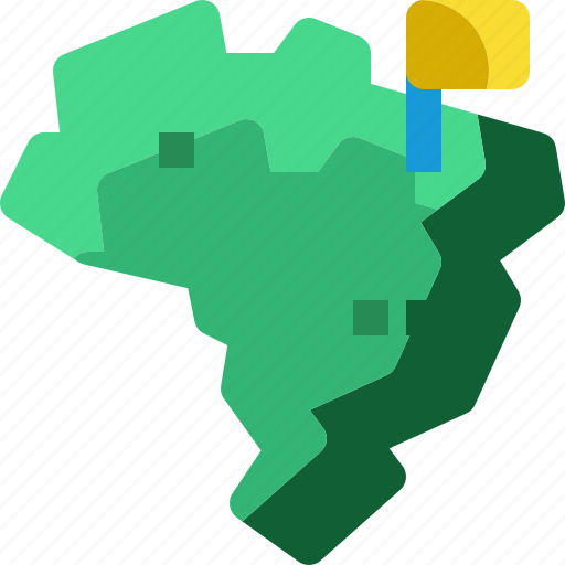 Brazil, country, location, map, nation, world icon - Download on Iconfinder