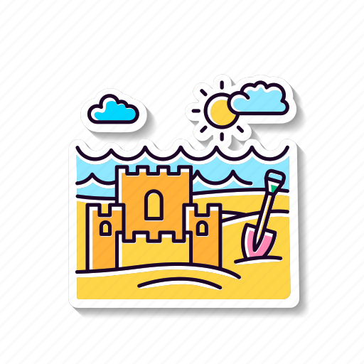 Ocean beach, marine shore, sand castle, maritime vacation icon - Download on Iconfinder