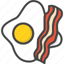 bacon, breakfast, egg, filled, food, outline