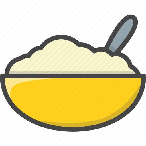 Bowl, breakfast, filled, food, oatmeal, outline icon - Download on Iconfinder