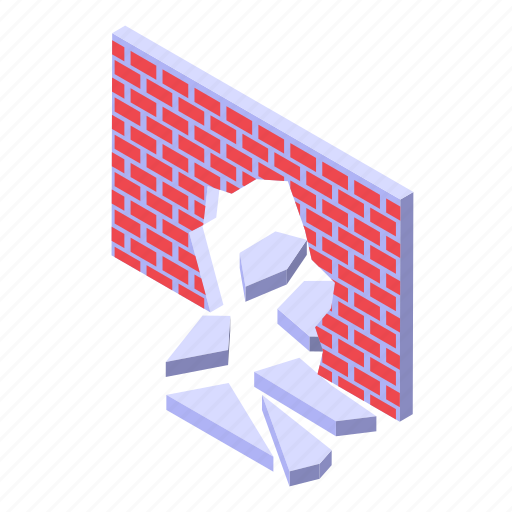 Brick, wall, breakthrough, isometric icon - Download on Iconfinder