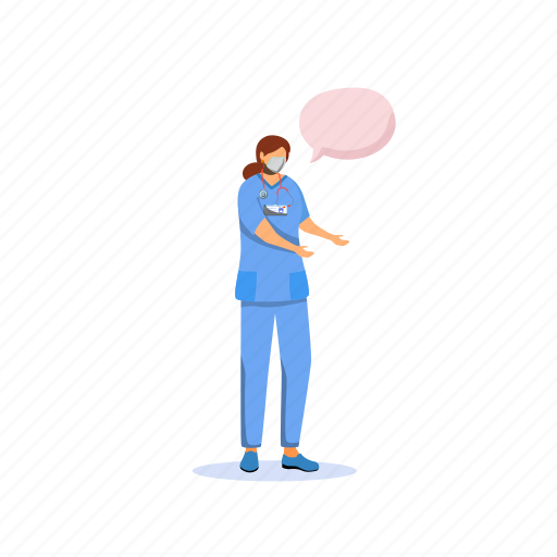 Speech bubble, doctor, nurse, covid, protection illustration - Download on Iconfinder