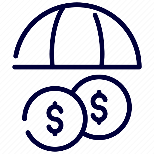 Coin, insurance, protection, umbrella icon - Download on Iconfinder