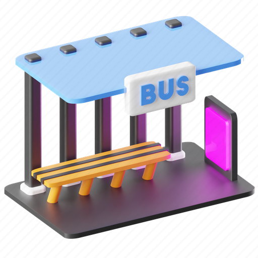 Bus, stop, public, transport, street, city, transportation 3D illustration - Download on Iconfinder