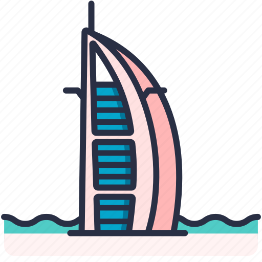 Hotel, dubai, landmark, holiday, building, travel, burj al arab icon - Download on Iconfinder
